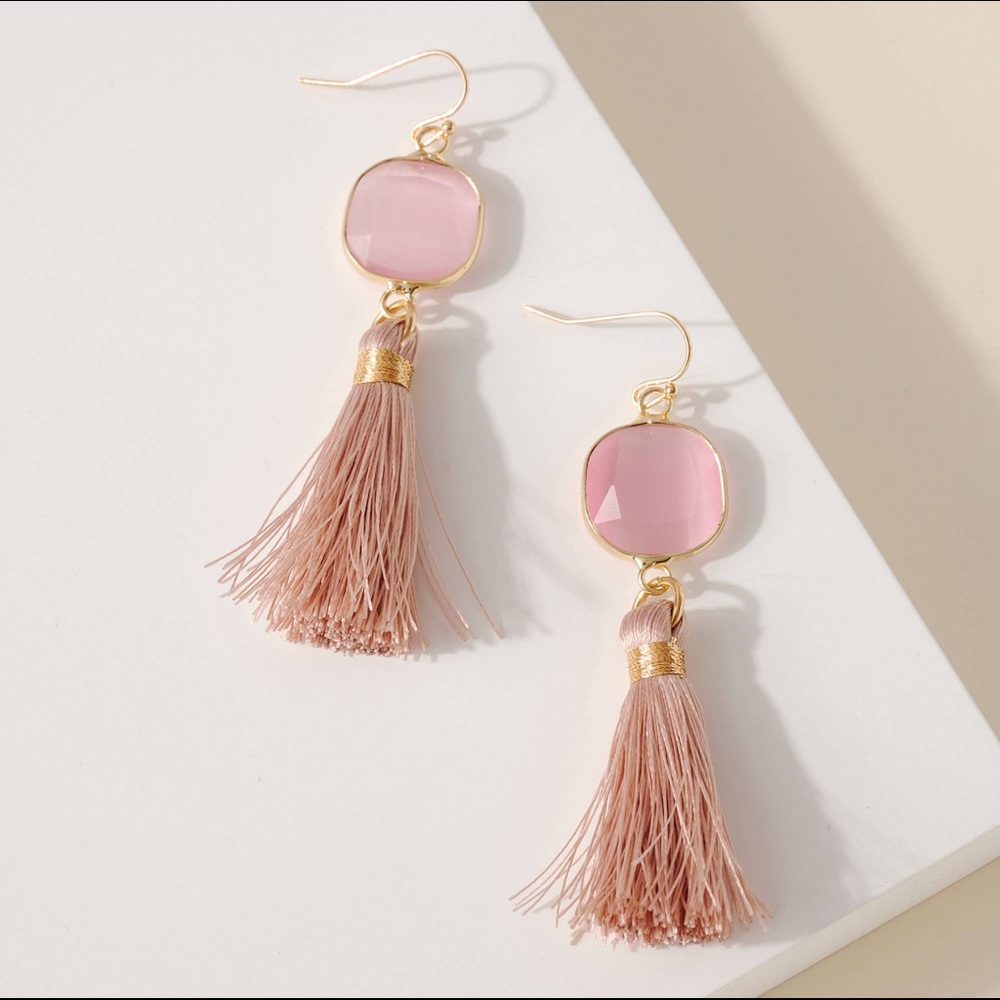Pink tassel earring